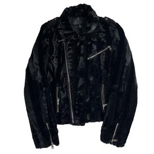 Widow Black Moto Faux Fur Jacket